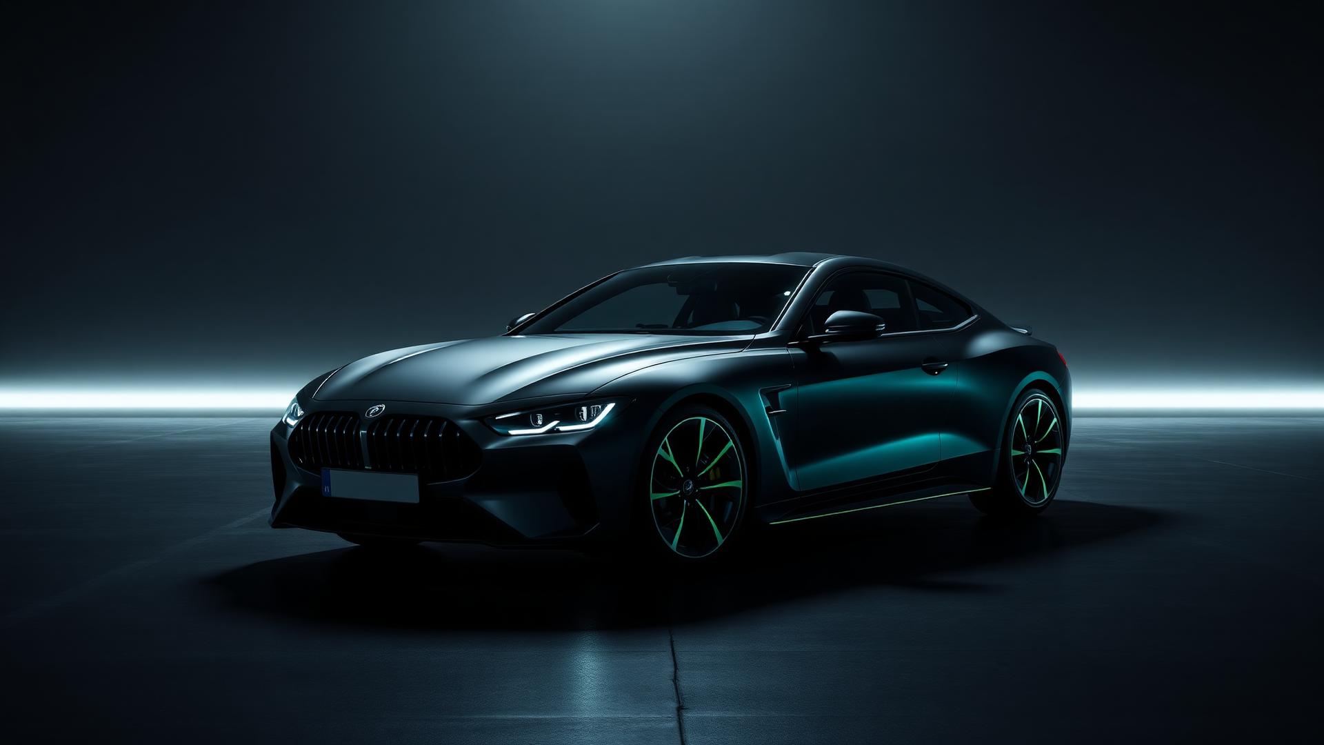 A carefully selected premium sports sedan in a dark studio
